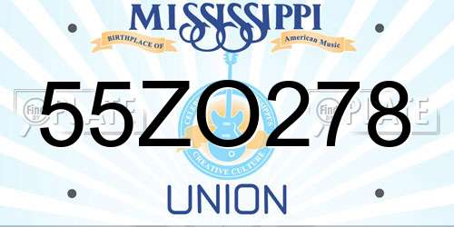 55ZO278 Mississippi License Plate