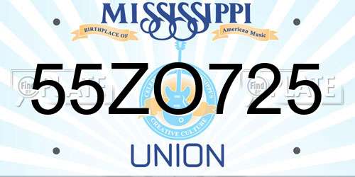 55ZO725 Mississippi License Plate