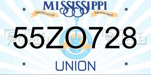 55ZO728 Mississippi License Plate