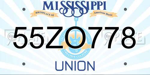 55ZO778 Mississippi License Plate