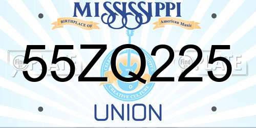 55ZQ225 Mississippi License Plate