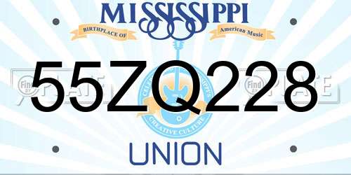 55ZQ228 Mississippi License Plate