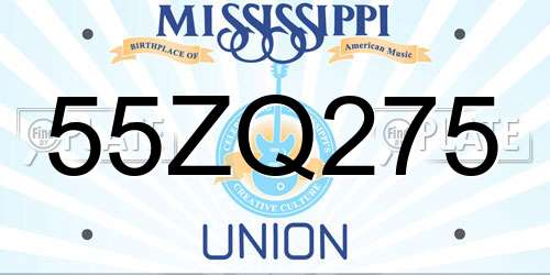 55ZQ275 Mississippi License Plate