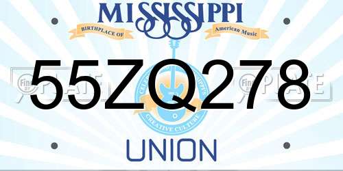 55ZQ278 Mississippi License Plate