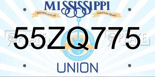 55ZQ775 Mississippi License Plate
