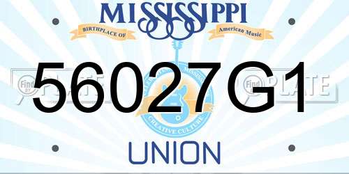 56027G1 Mississippi License Plate
