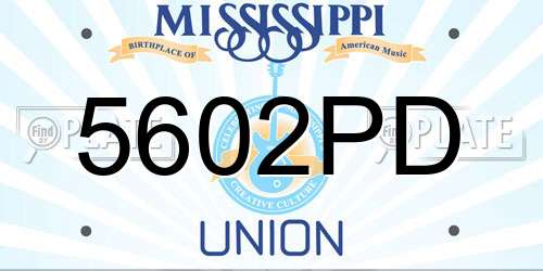 5602PD Mississippi License Plate