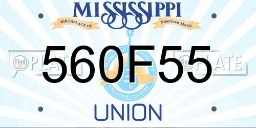 560F55 Mississippi License Plate