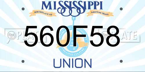 560F58 Mississippi License Plate
