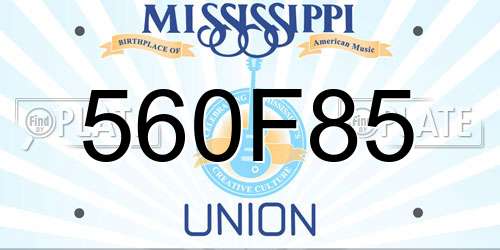 560F85 Mississippi License Plate