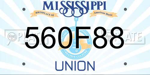 560F88 Mississippi License Plate