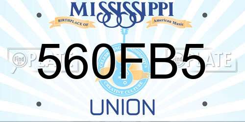 560FB5 Mississippi License Plate
