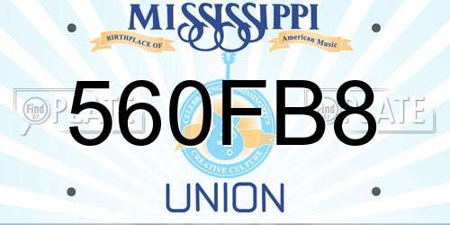 560FB8 Mississippi License Plate