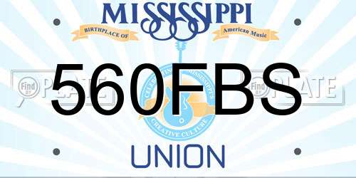 560FBS Mississippi License Plate