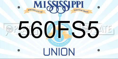 560FS5 Mississippi License Plate