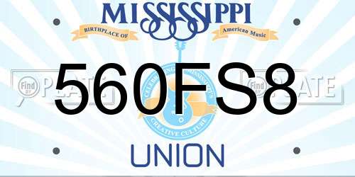 560FS8 Mississippi License Plate