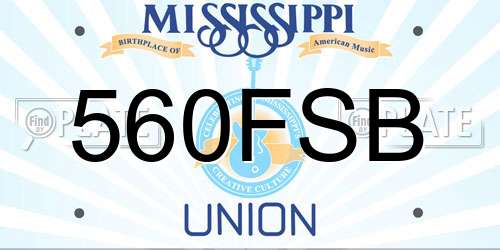 560FSB Mississippi License Plate