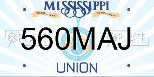560MAJ Mississippi License Plate