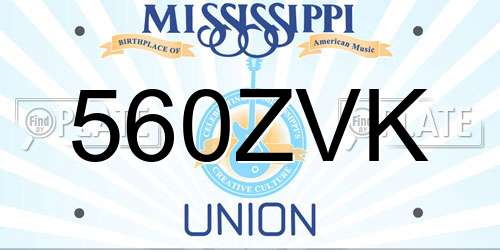 560ZVK Mississippi License Plate