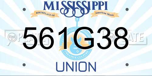561G38 Mississippi License Plate