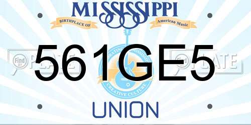 561GE5 Mississippi License Plate