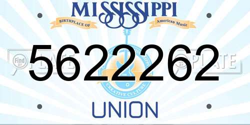 5622262 Mississippi License Plate