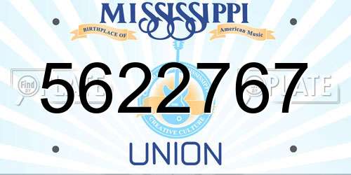 5622767 Mississippi License Plate