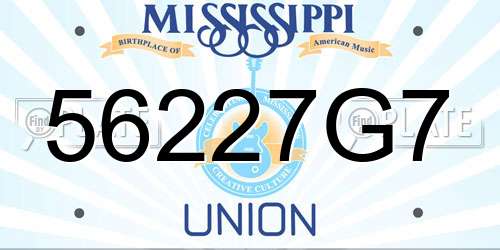 56227G7 Mississippi License Plate