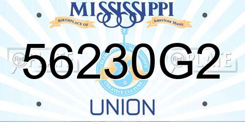 56230G2 Mississippi License Plate