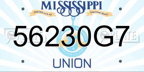 56230G7 Mississippi License Plate