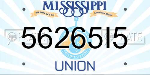 56265I5 Mississippi License Plate