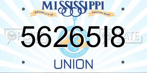 56265I8 Mississippi License Plate