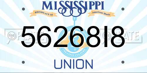 56268I8 Mississippi License Plate