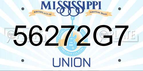 56272G7 Mississippi License Plate