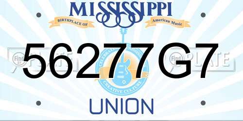 56277G7 Mississippi License Plate