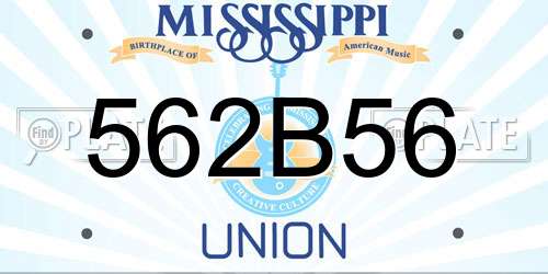 562B56 Mississippi License Plate