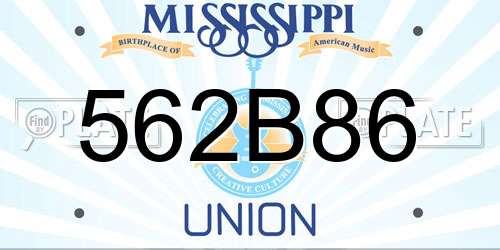 562B86 Mississippi License Plate
