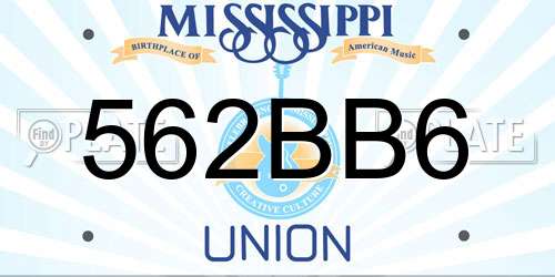 562BB6 Mississippi License Plate