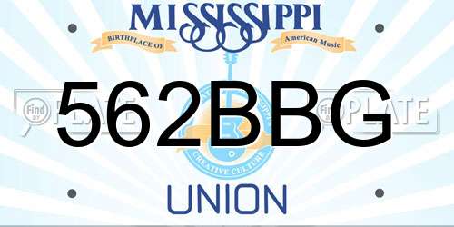 562BBG Mississippi License Plate