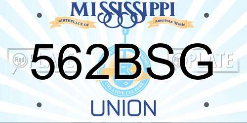 562BSG Mississippi License Plate