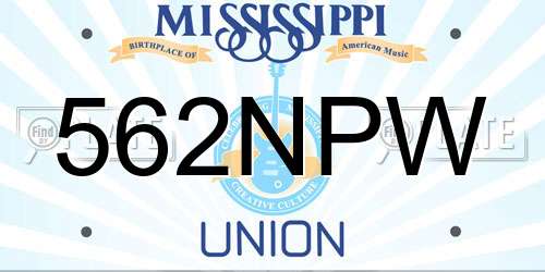 562NPW Mississippi License Plate