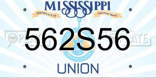 562S56 Mississippi License Plate