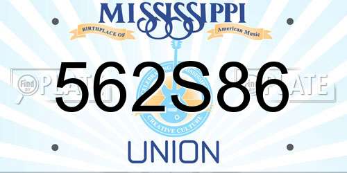 562S86 Mississippi License Plate