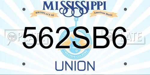 562SB6 Mississippi License Plate