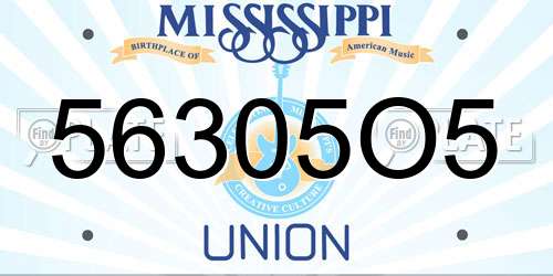 56305O5 Mississippi License Plate