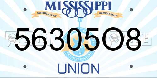 56305O8 Mississippi License Plate