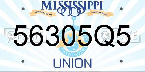 56305Q5 Mississippi License Plate