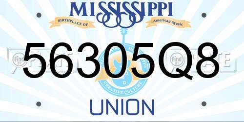 56305Q8 Mississippi License Plate