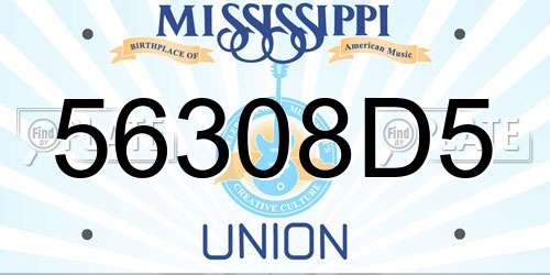 56308D5 Mississippi License Plate