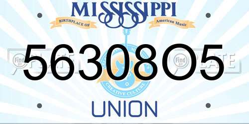 56308O5 Mississippi License Plate